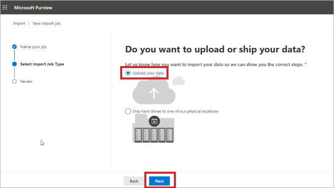 Select Import Job Type window